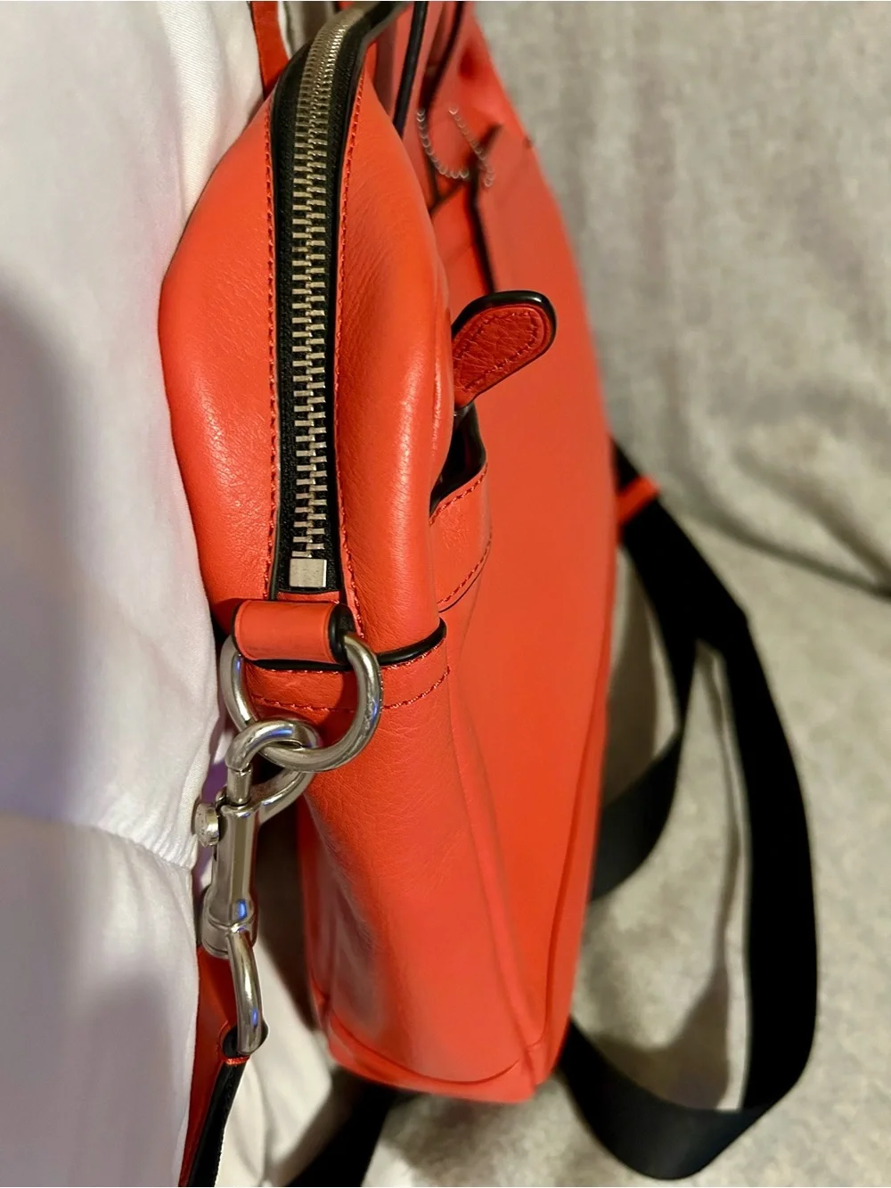 Coach Men or Women's Bold Salmon Leather Laptop Briefcase with Black Strap